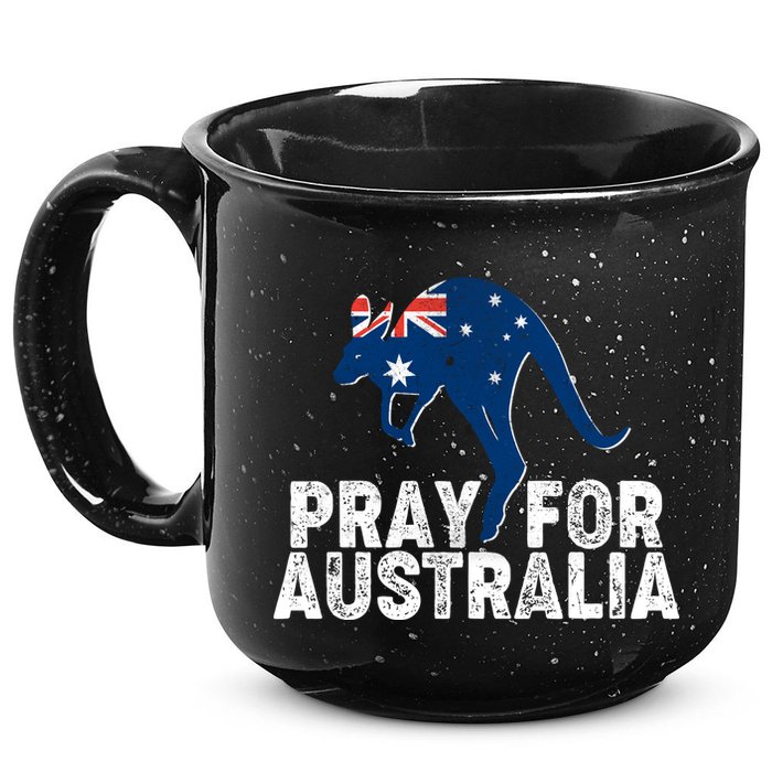 Pray for Australia Kangaroo Australian Flag 15oz Campfire Ceramic Mug
