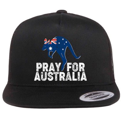Pray for Australia Kangaroo Australian Flag Flat Bill Trucker Hat