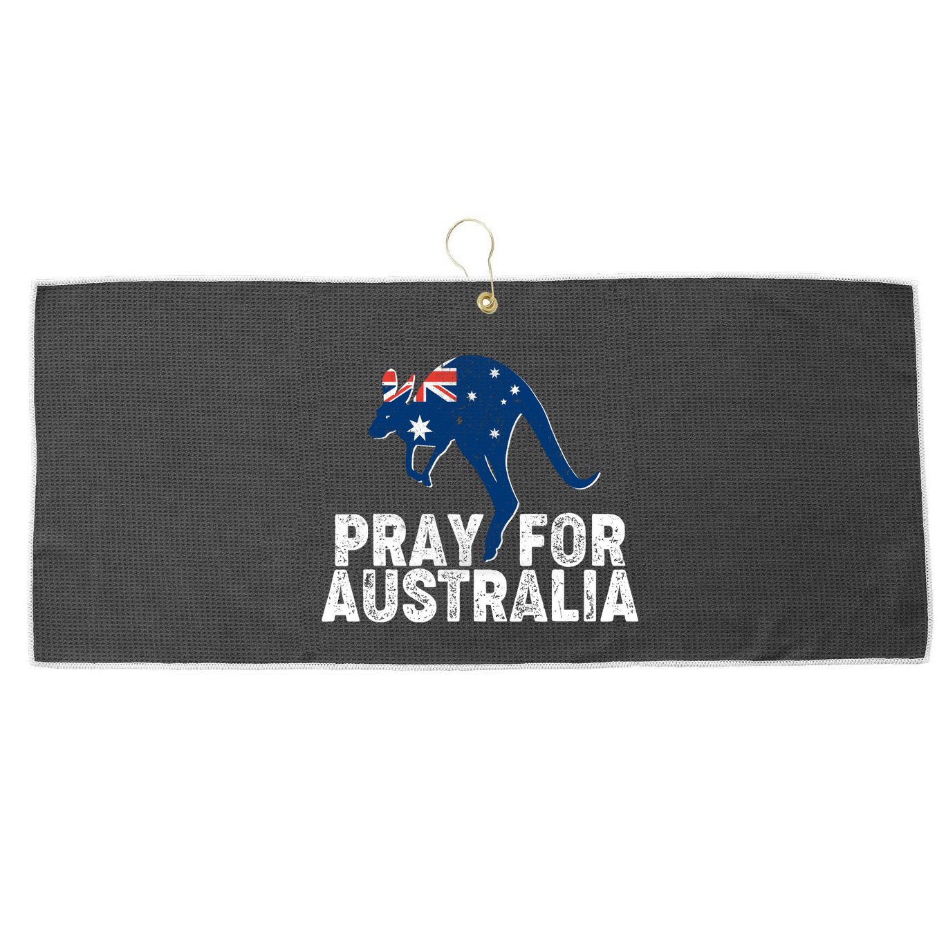 Pray for Australia Kangaroo Australian Flag Large Microfiber Waffle Golf Towel