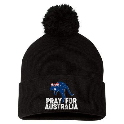Pray for Australia Kangaroo Australian Flag Pom Pom 12in Knit Beanie