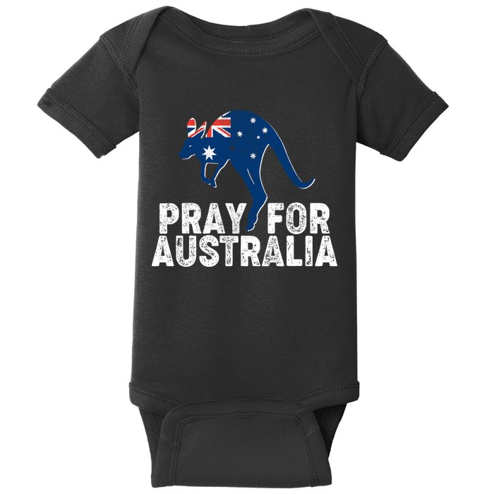 Pray for Australia Kangaroo Australian Flag Baby Bodysuit