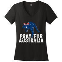 Pray for Australia Kangaroo Australian Flag Women's V-Neck T-Shirt