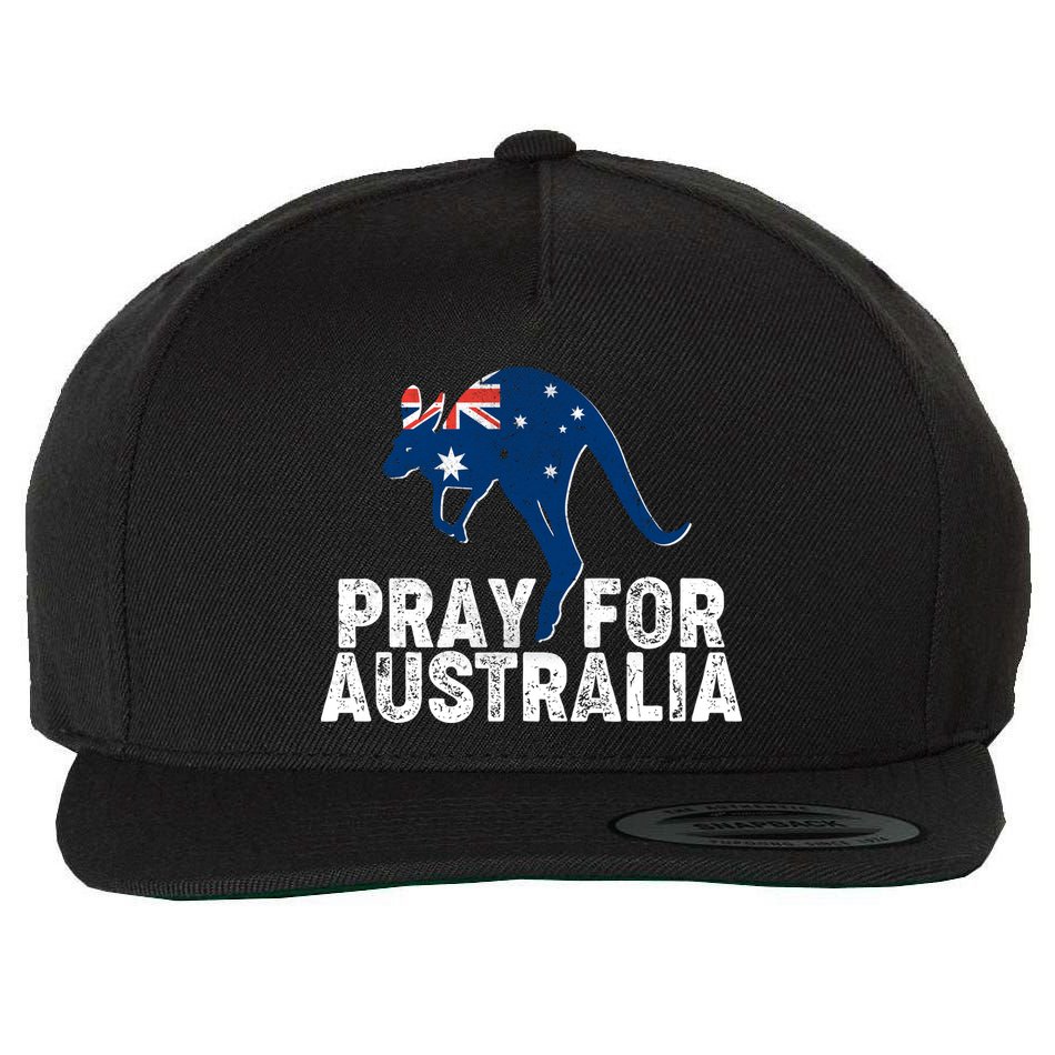 Pray for Australia Kangaroo Australian Flag Wool Snapback Cap