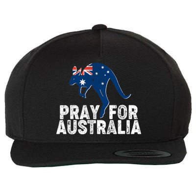 Pray for Australia Kangaroo Australian Flag Wool Snapback Cap