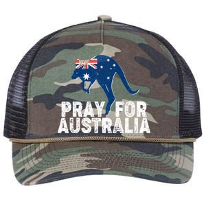 Pray for Australia Kangaroo Australian Flag Retro Rope Trucker Hat Cap