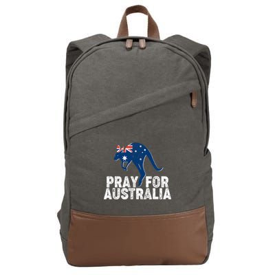 Pray for Australia Kangaroo Australian Flag Cotton Canvas Backpack