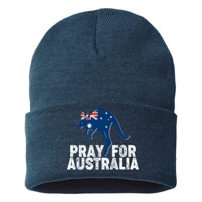 Pray for Australia Kangaroo Australian Flag Sustainable Knit Beanie