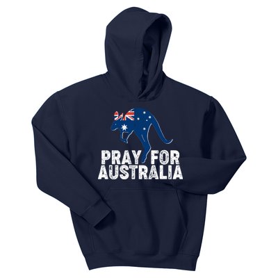 Pray for Australia Kangaroo Australian Flag Kids Hoodie