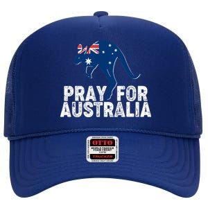 Pray for Australia Kangaroo Australian Flag High Crown Mesh Back Trucker Hat