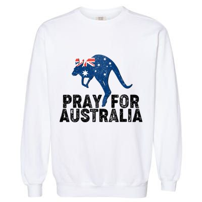 Pray for Australia Kangaroo Australian Flag Garment-Dyed Sweatshirt