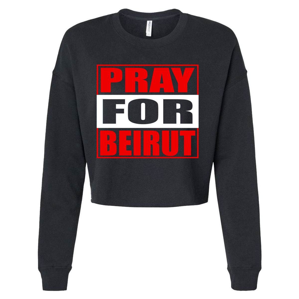 Pray For Beirut Cropped Pullover Crew