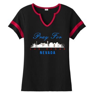 Pray For Las Vegas Nevada Ladies Halftime Notch Neck Tee