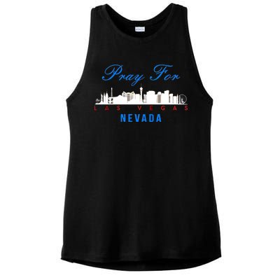 Pray For Las Vegas Nevada Ladies PosiCharge Tri-Blend Wicking Tank