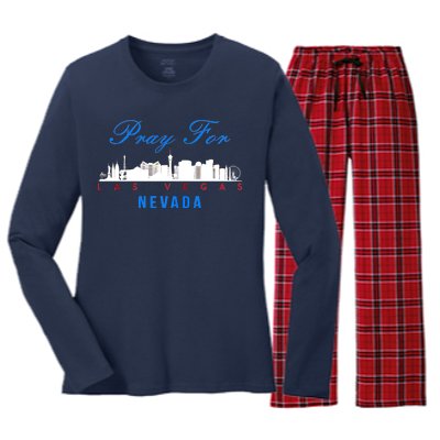 Pray For Las Vegas Nevada Women's Long Sleeve Flannel Pajama Set 