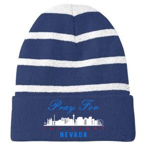 Pray For Las Vegas Nevada Striped Beanie with Solid Band