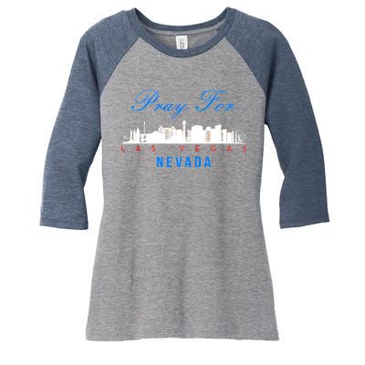 Pray For Las Vegas Nevada Women's Tri-Blend 3/4-Sleeve Raglan Shirt