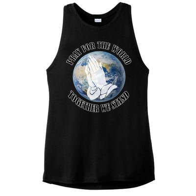 Pray For The World Together We Stand Ladies PosiCharge Tri-Blend Wicking Tank