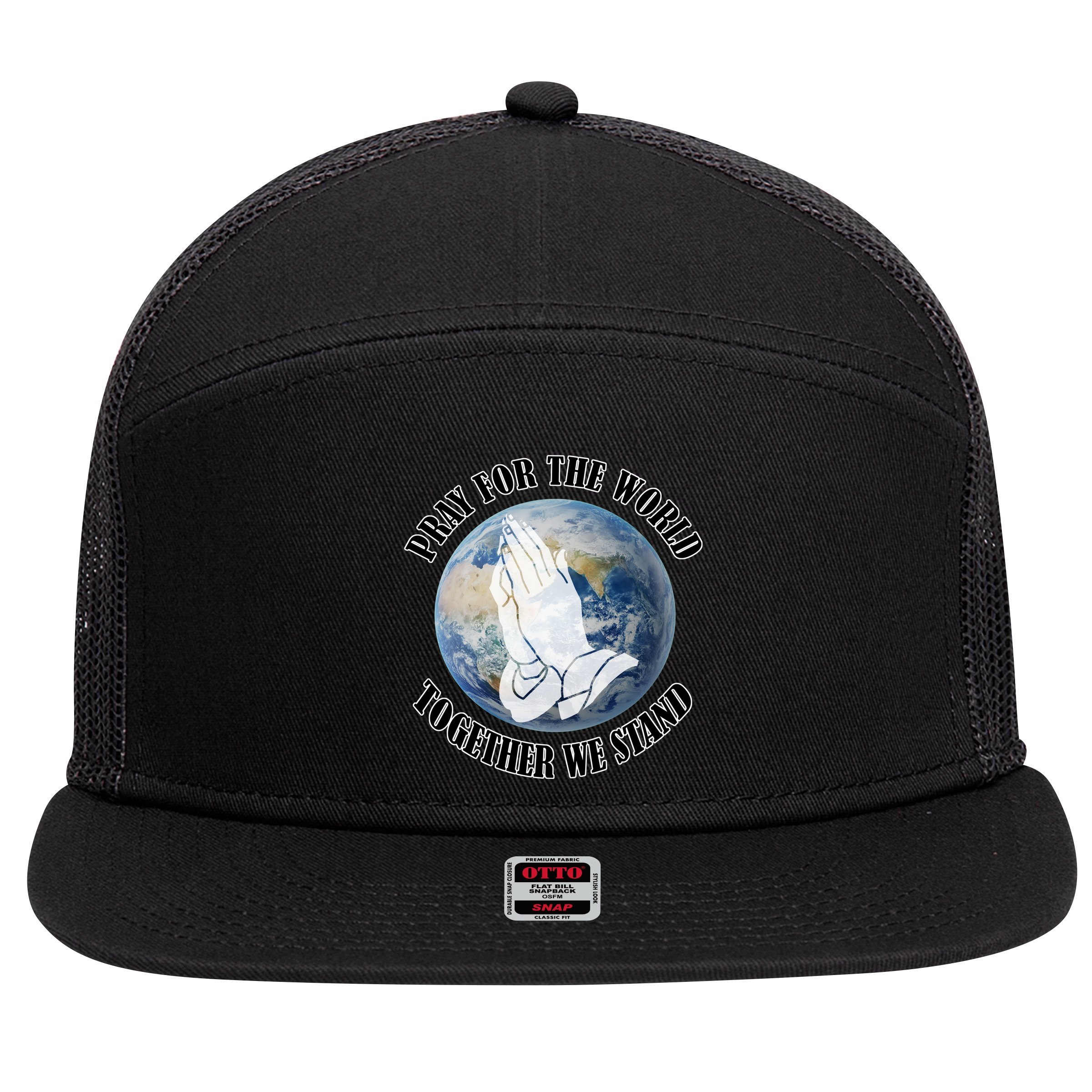 Pray For The World Together We Stand 7 Panel Mesh Trucker Snapback Hat