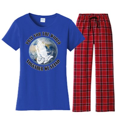 Pray For The World Together We Stand Women's Flannel Pajama Set