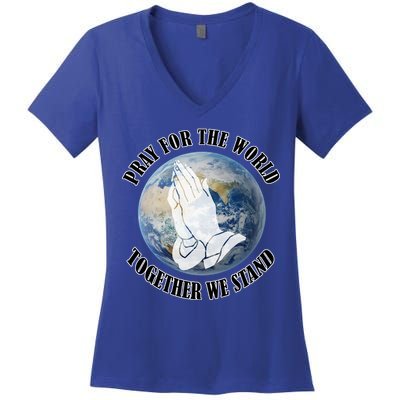 Pray For The World Together We Stand Women's V-Neck T-Shirt