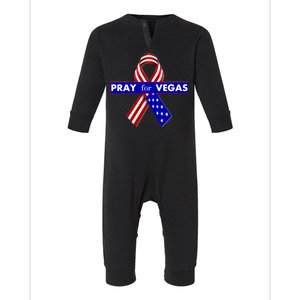 Pray For Vegas USA Flag Ribbon Infant Fleece One Piece