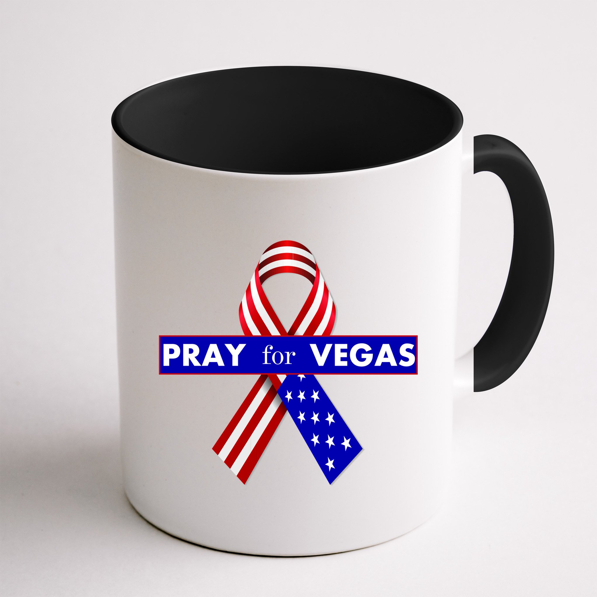 Pray For Vegas USA Flag Ribbon Mug