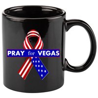 Pray For Vegas USA Flag Ribbon 11oz C Handle Ceramic Mug