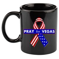 Pray For Vegas USA Flag Ribbon 11oz C Handle Ceramic Mug