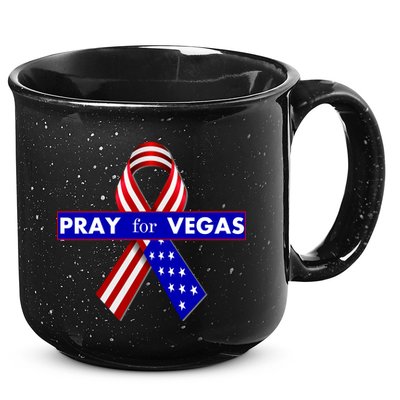 Pray For Vegas USA Flag Ribbon 15oz Campfire Ceramic Mug