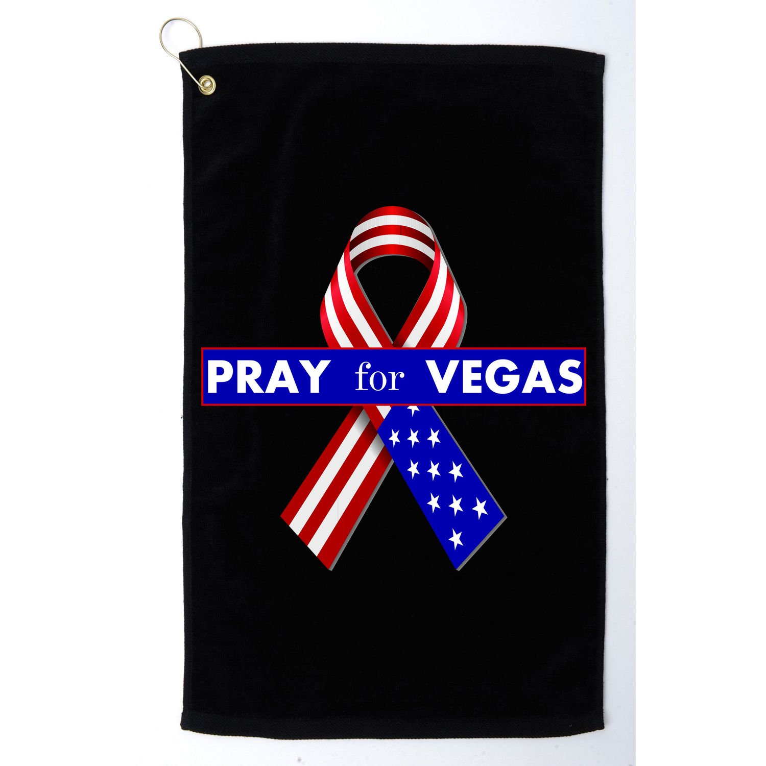 Pray For Vegas USA Flag Ribbon Golf Towel
