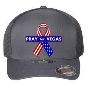 Pray For Vegas USA Flag Ribbon Flexfit Unipanel Trucker Cap