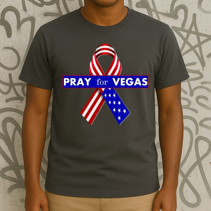 Pray For Vegas USA Flag Ribbon T-Shirt