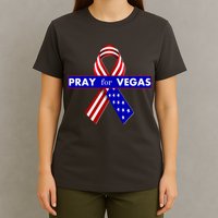 Pray For Vegas USA Flag Ribbon T-Shirt