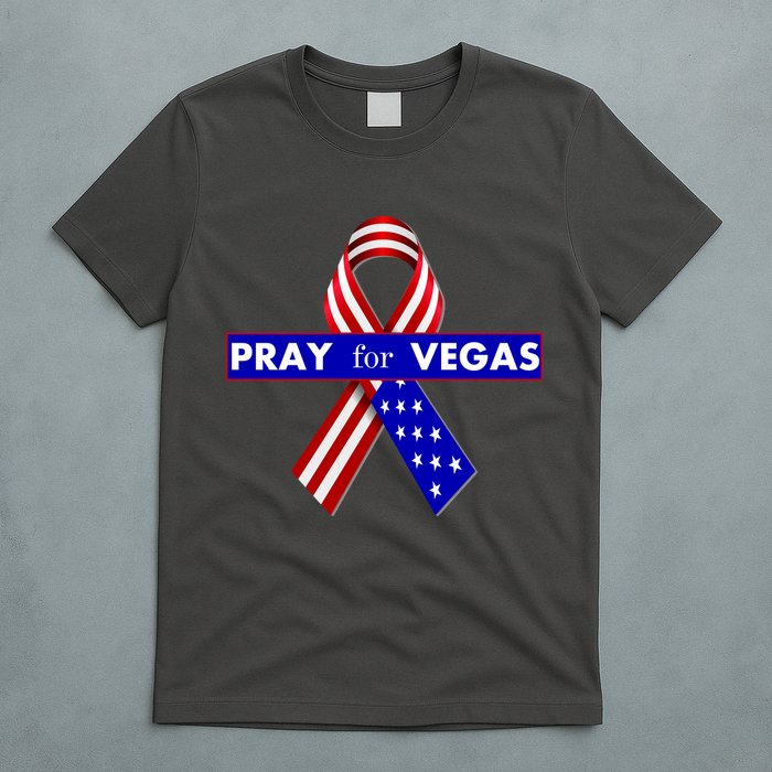 Pray For Vegas USA Flag Ribbon T-Shirt
