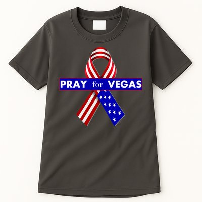 Pray For Vegas USA Flag Ribbon Tall T-Shirt