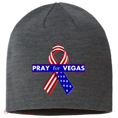 Pray For Vegas USA Flag Ribbon Sustainable Beanie
