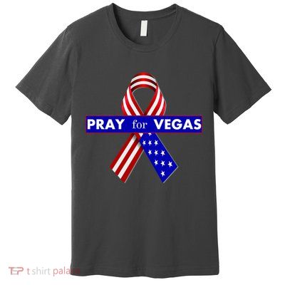 Pray For Vegas USA Flag Ribbon Premium T-Shirt