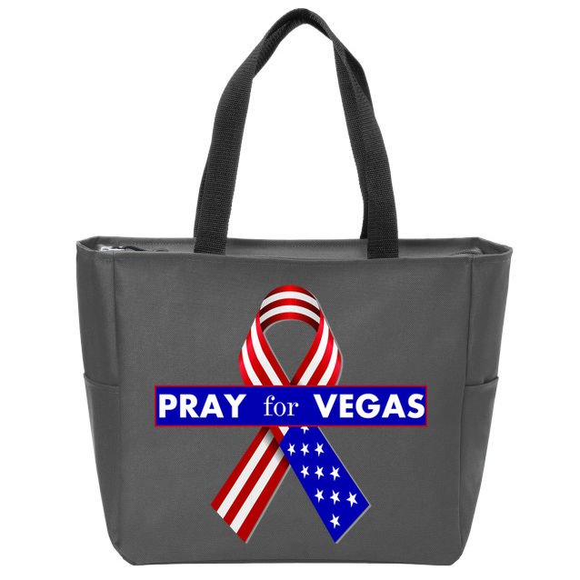 Pray For Vegas USA Flag Ribbon Zip Tote Bag