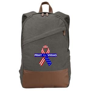 Pray For Vegas USA Flag Ribbon Cotton Canvas Backpack