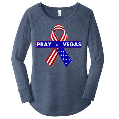 Pray For Vegas USA Flag Ribbon Women's Perfect Tri Tunic Long Sleeve Shirt