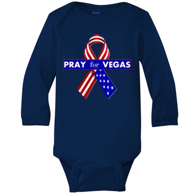 Pray For Vegas USA Flag Ribbon Baby Long Sleeve Bodysuit