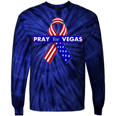 Pray For Vegas USA Flag Ribbon Tie-Dye Long Sleeve Shirt