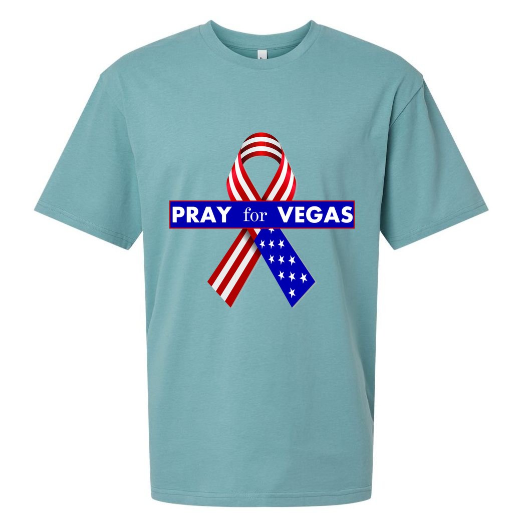 Pray For Vegas USA Flag Ribbon Sueded Cloud Jersey T-Shirt
