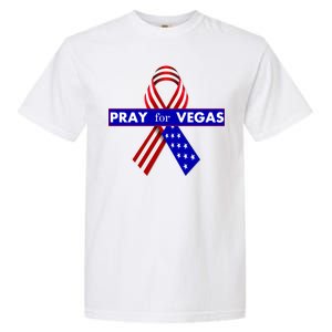 Pray For Vegas USA Flag Ribbon Garment-Dyed Heavyweight T-Shirt