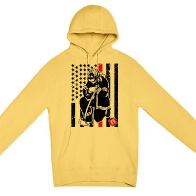 Praying Firefighter Thin Red Line Premium Pullover Hoodie