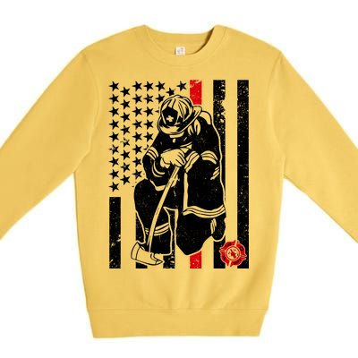 Praying Firefighter Thin Red Line Premium Crewneck Sweatshirt