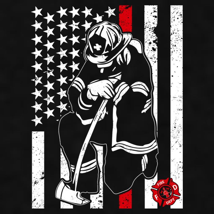 Praying Firefighter Thin Red Line Ladies PosiCharge Tri-Blend Wicking Tank