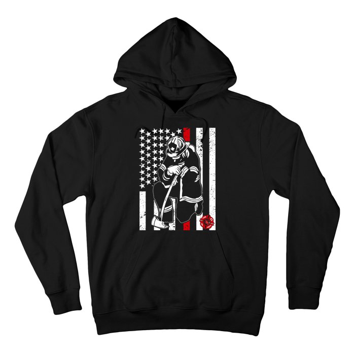 Praying Firefighter Thin Red Line Hoodie