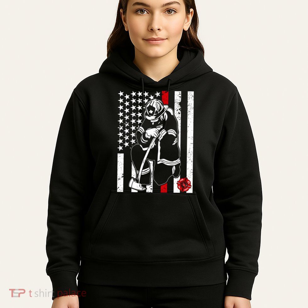 Praying Firefighter Thin Red Line Hoodie