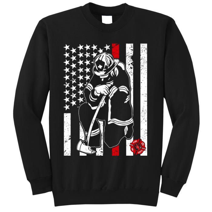 Praying Firefighter Thin Red Line Sweatshirt